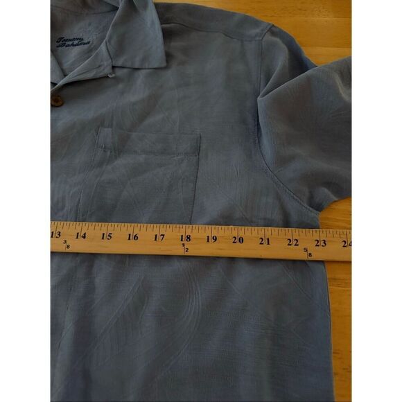 Tommy Bahama 100% Silk Embossed Jacquard Camp Shirt – Blue - Picture 4 of 8